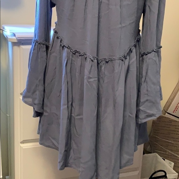 Altar'd State steel colored top, ties at front, M - Picture 8 of 12